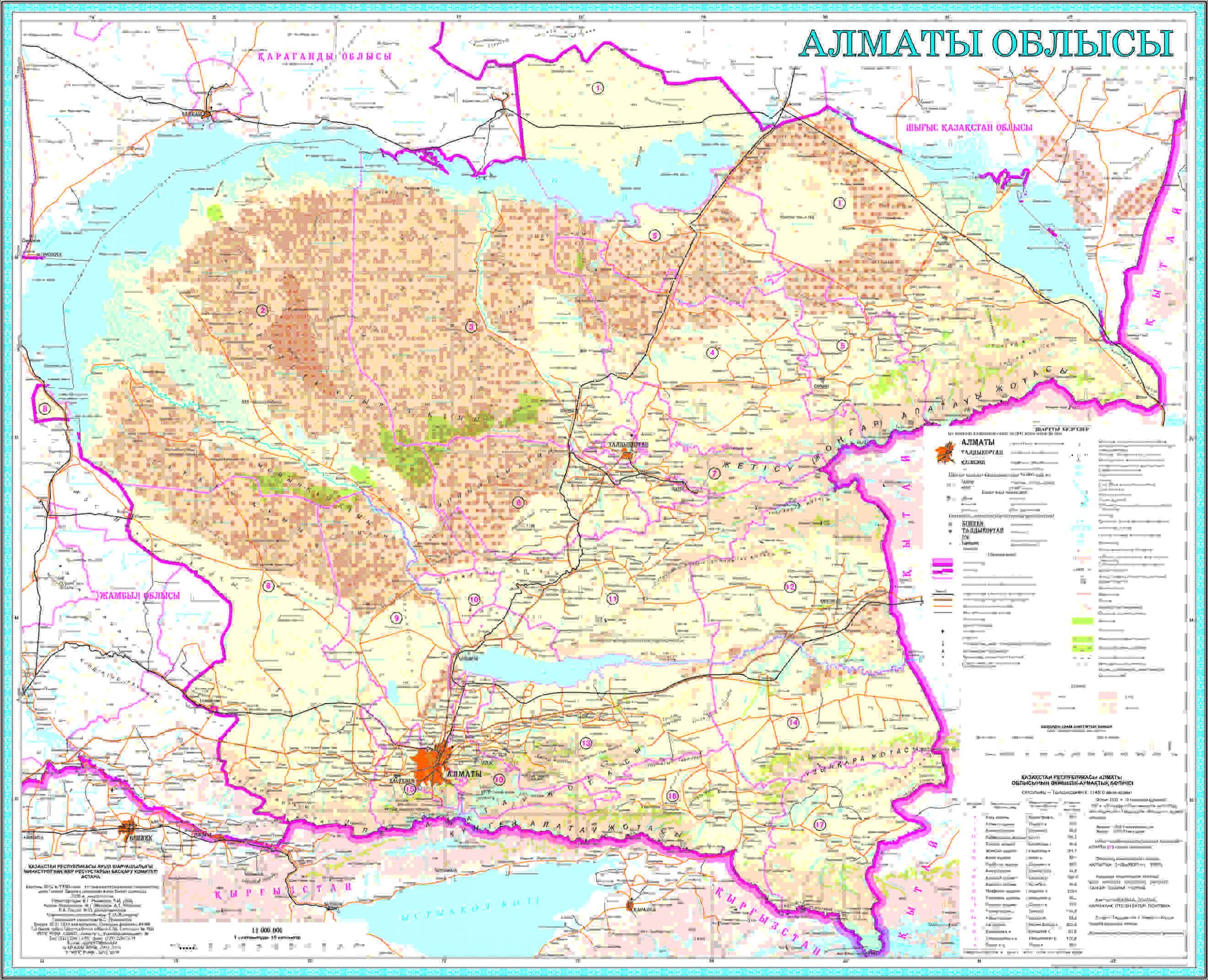 Прогноз алматинская область. Алматинская область на карте Казахстана. Алматинская область районы карта.