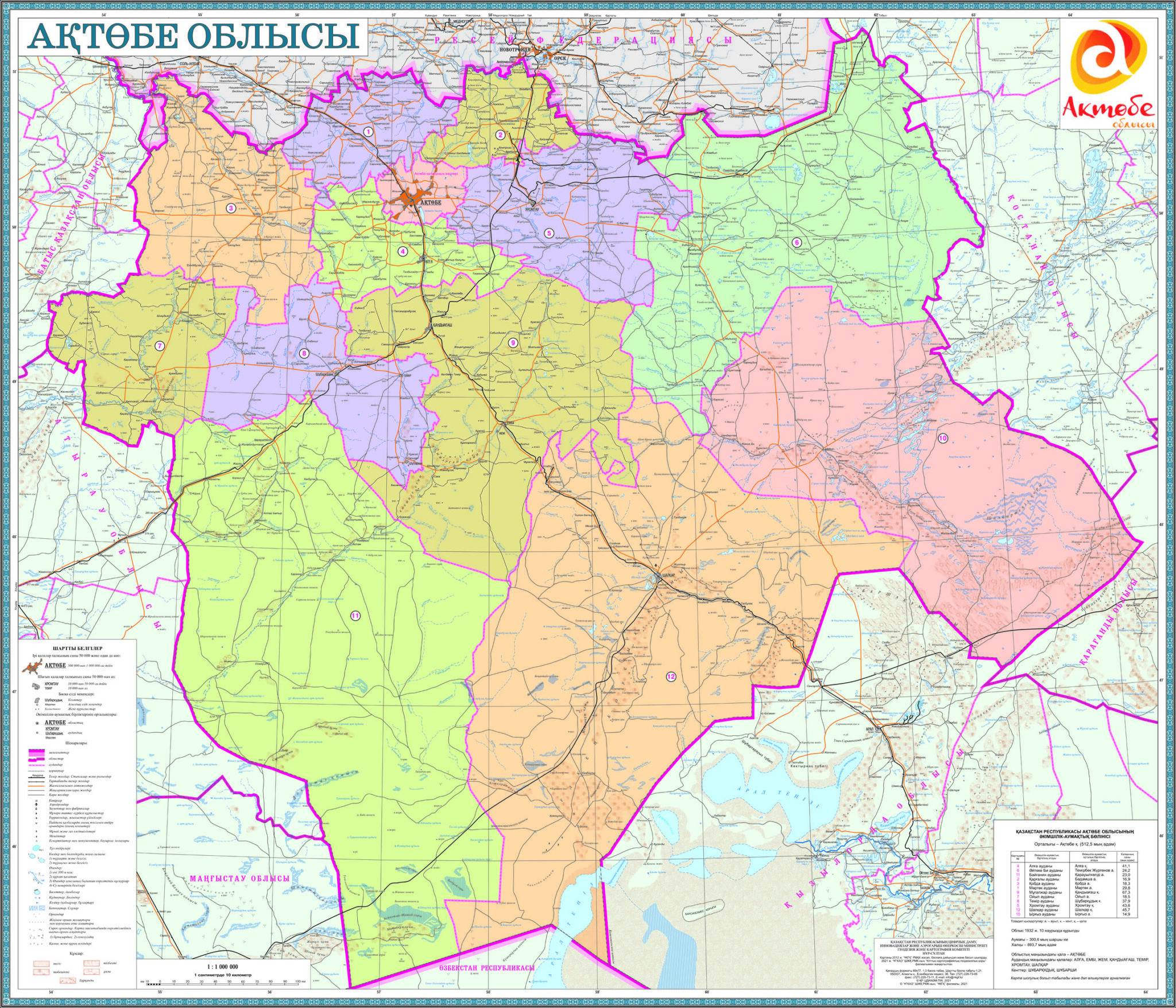 Карта актюбинской области